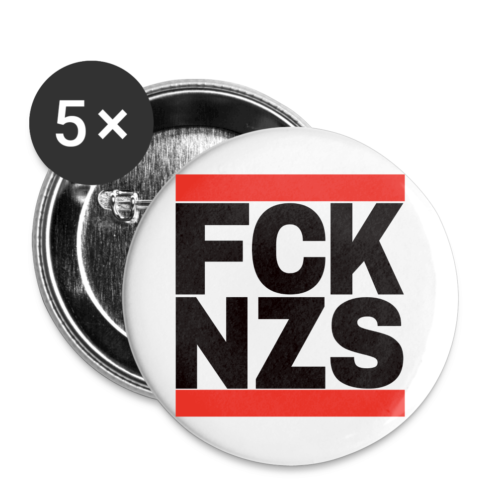 FCK NZS (schwarze Schrift) - Buttons klein 5x - Weiß