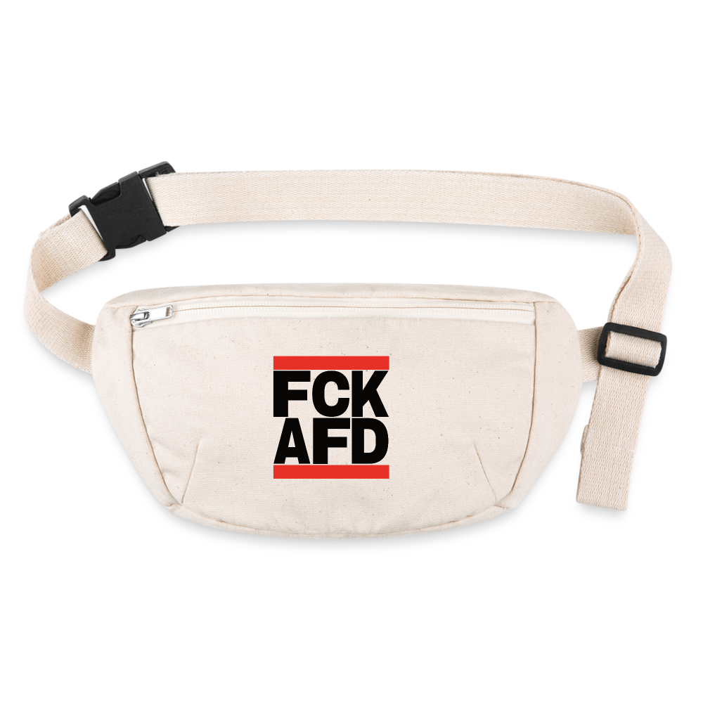 FCK AFD (schwarze Schrift) - recycelte Gürteltasche - Naturweiß