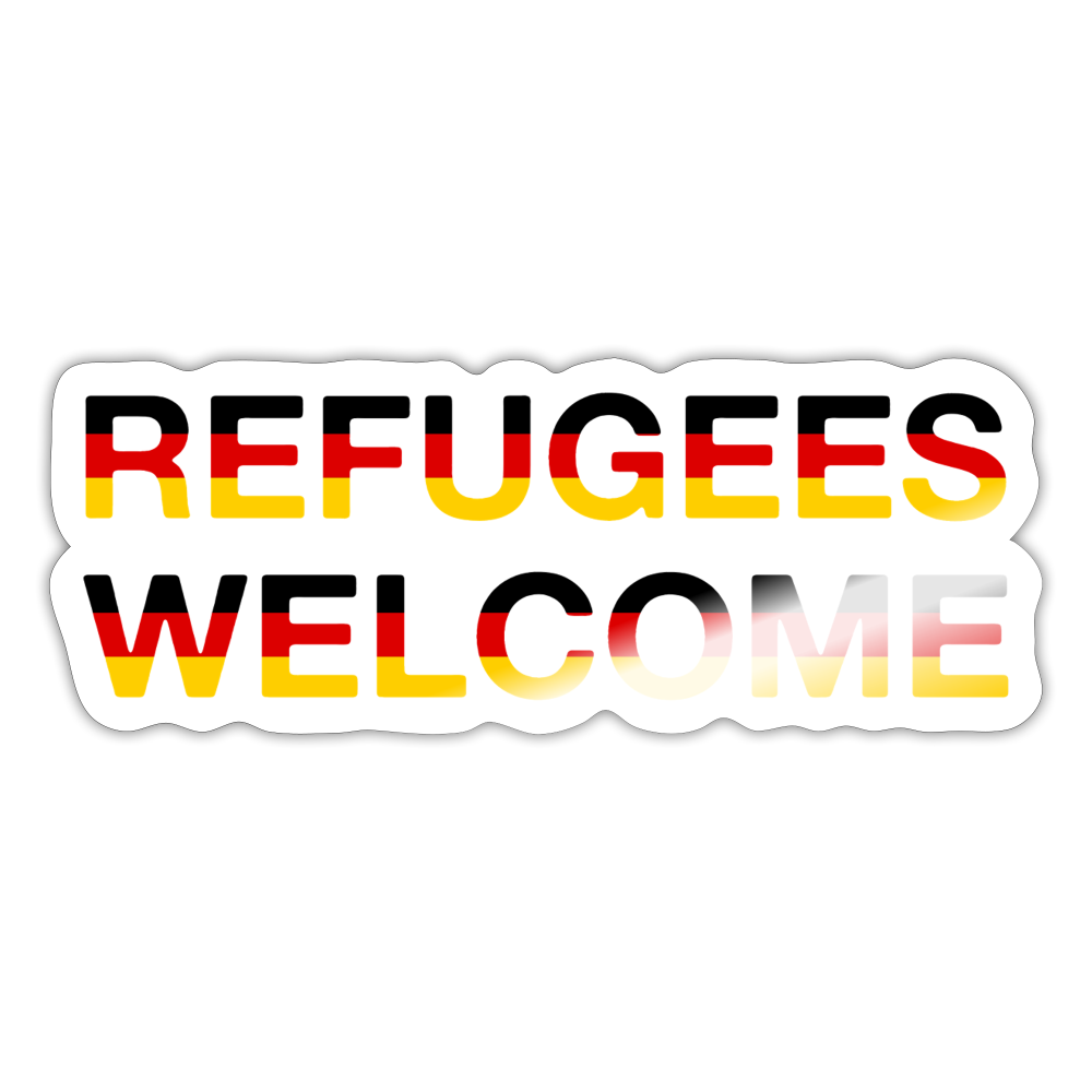 Refugees Welcome in Deutschlandfarben Sticker (groß) - Weiß glänzend