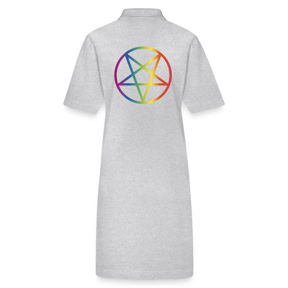 Regenbogen Pentagramm Backprint "Frauen" Stanley/Stella Bio-Polokleid - Grau meliert