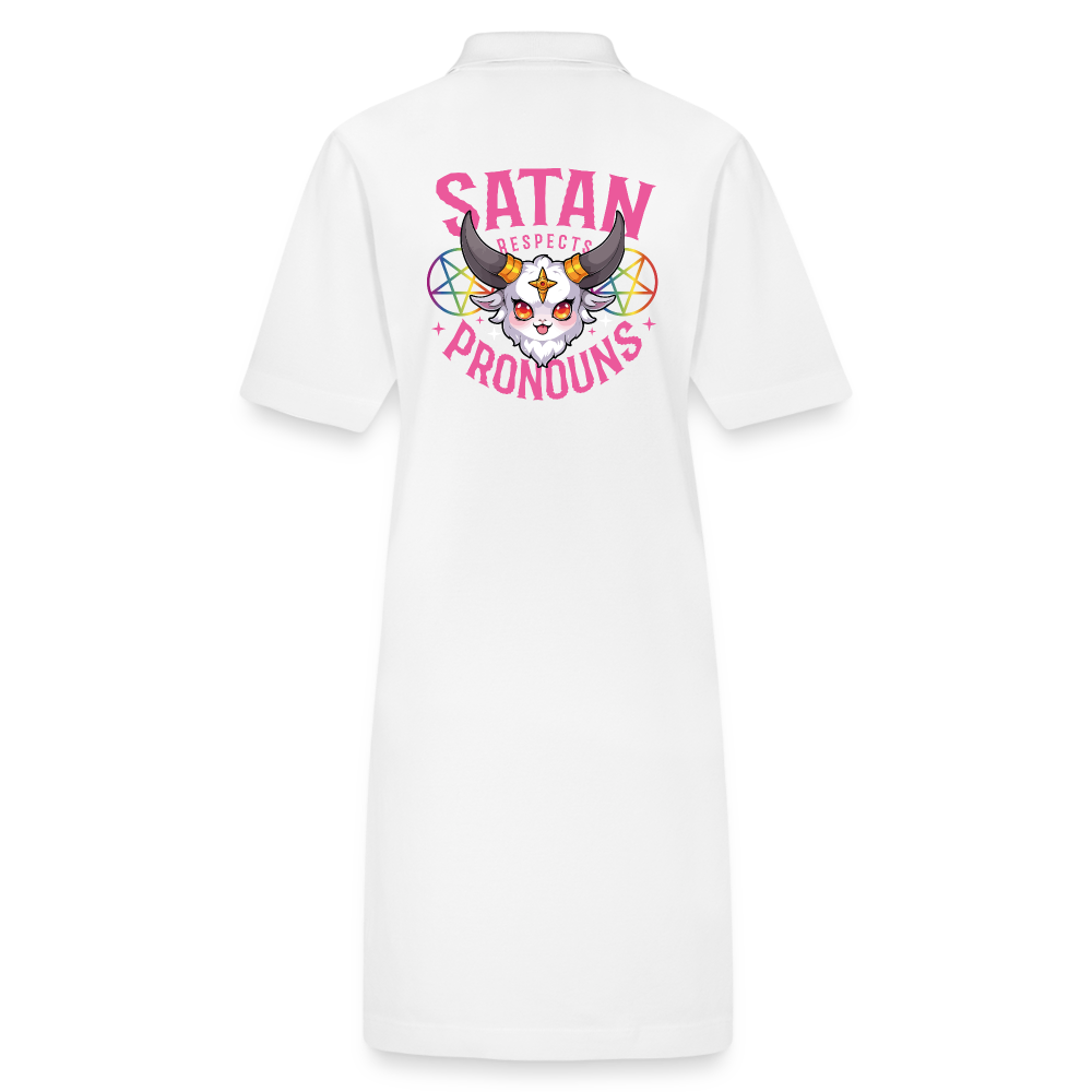 Satan Respects Pronouns Backprint "Frauen" Stanley/Stella Bio-Polokleid - Weiß