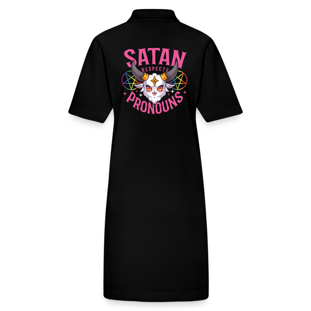 Satan Respects Pronouns Backprint "Frauen" Stanley/Stella Bio-Polokleid - Schwarz