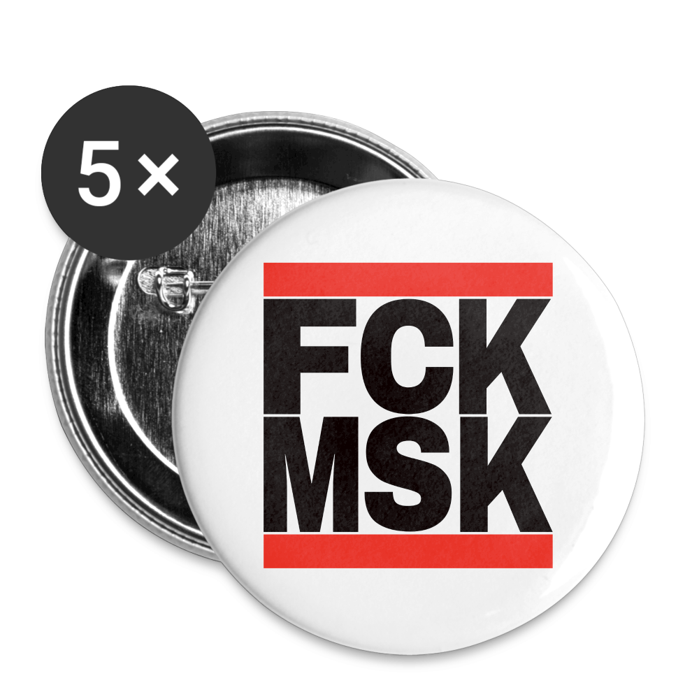 FCK MSK (schwarze Schrift) - Buttons klein 5x - Weiß