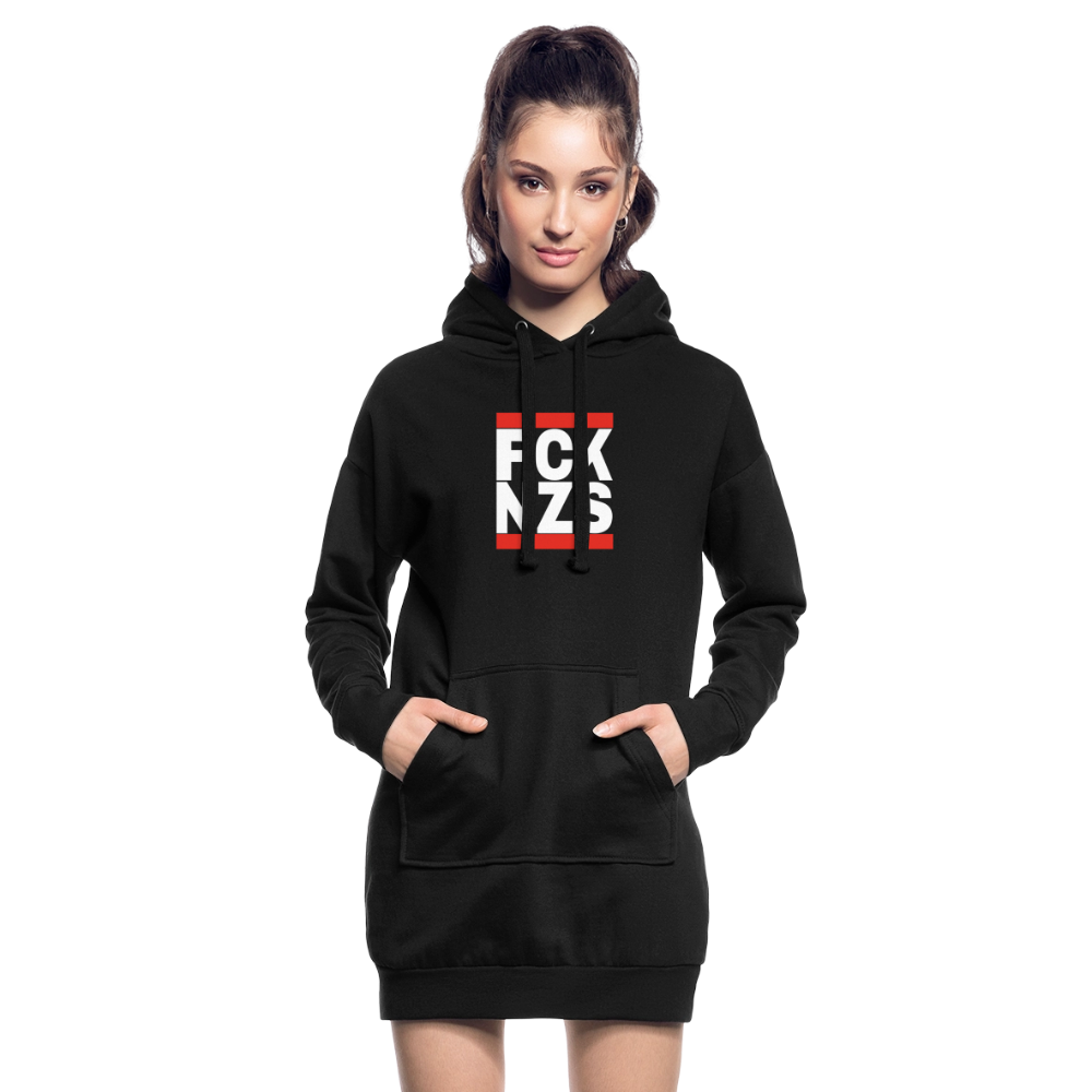 FCK NZS (weiße Schrift) - "Frauen" Hoodie-Kleid - Schwarz