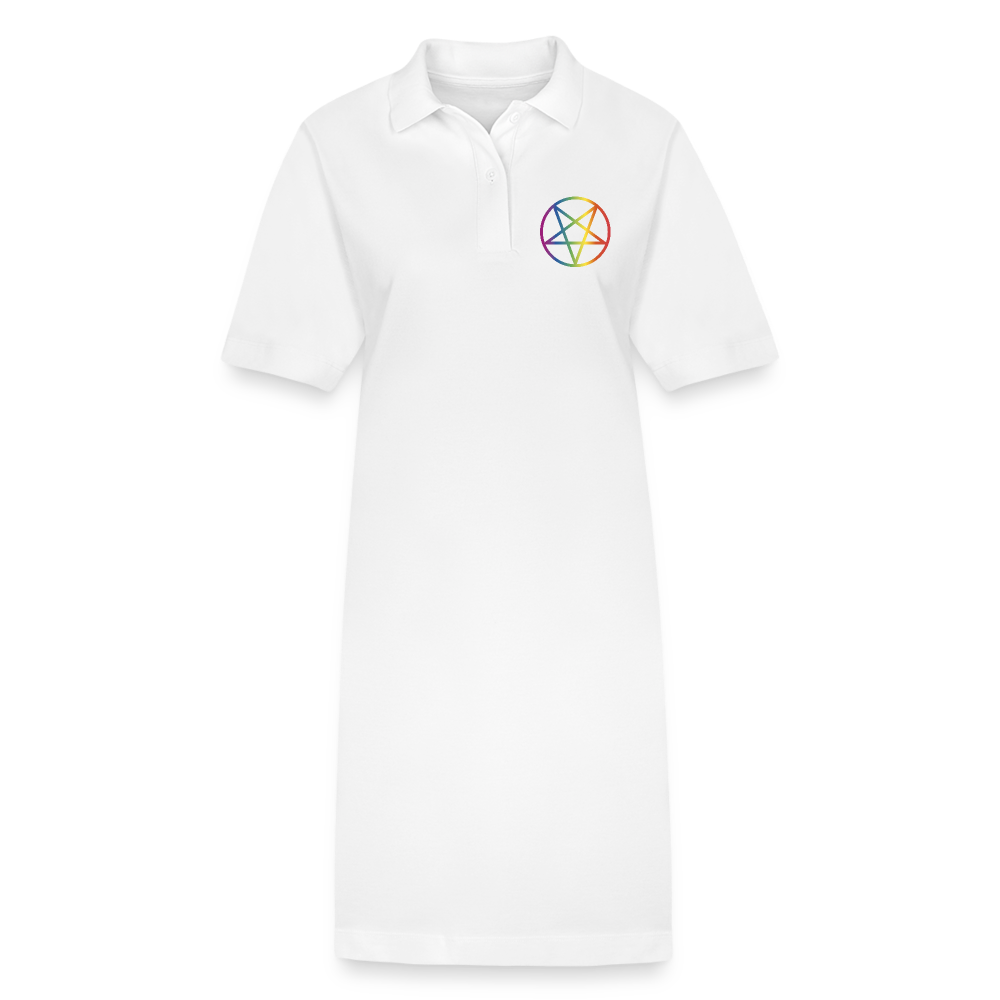 Regenbogen Pentagramm Backprint "Frauen" Stanley/Stella Bio-Polokleid - Weiß