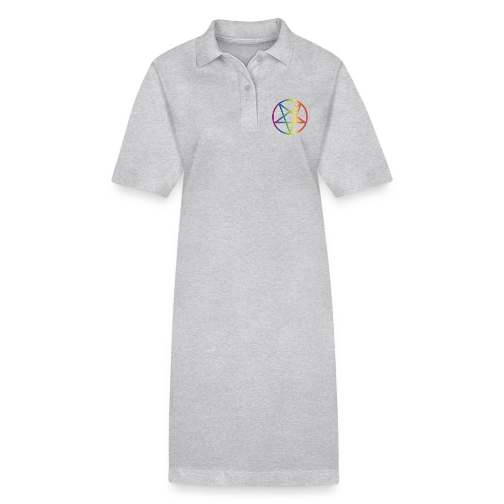 Regenbogen Pentagramm Backprint "Frauen" Stanley/Stella Bio-Polokleid - Grau meliert