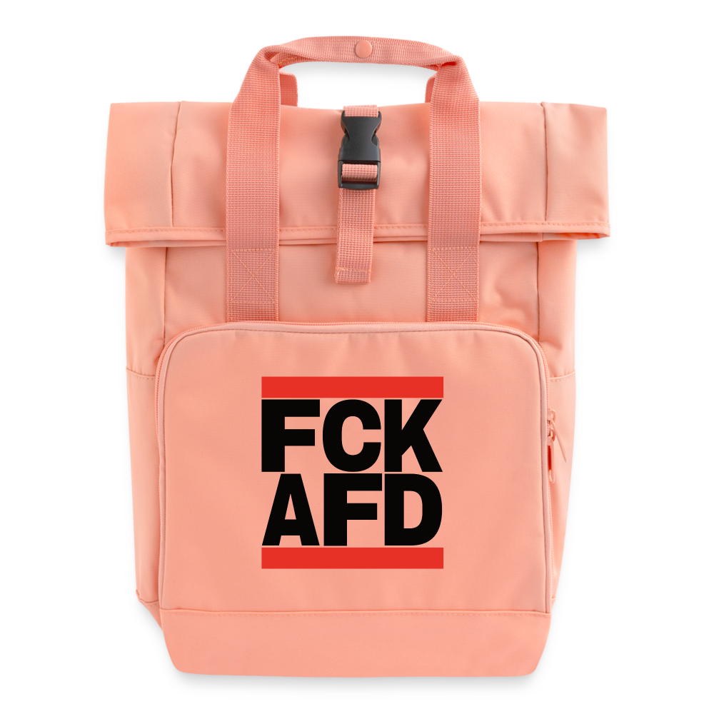 FCK AFD (schwarze Schrift) - Rolltop Rucksack mit zwei Griffen - Chintzrosa