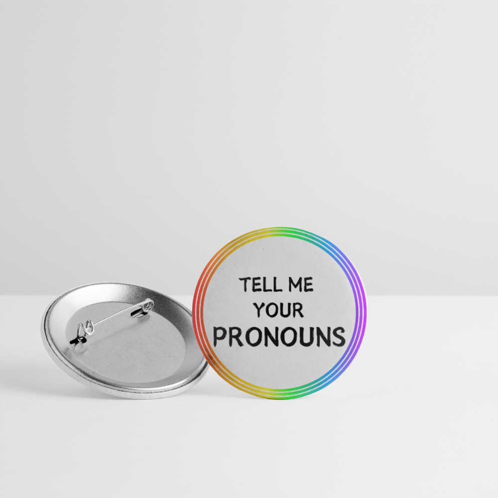 Tell me your Pronouns Regenbogenkreis - Buttons mittel 5x - Weiß