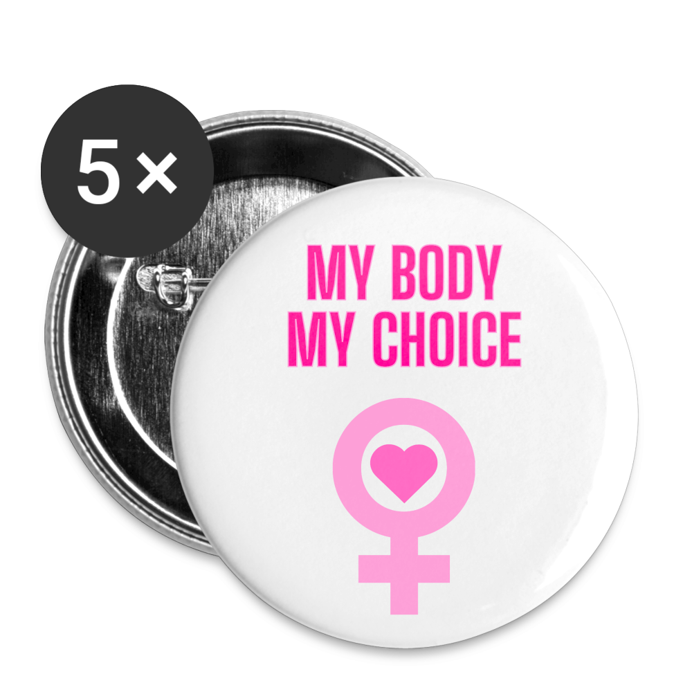 My Body My Choice "Pink Power Edition" - Buttons klein 5x - Weiß