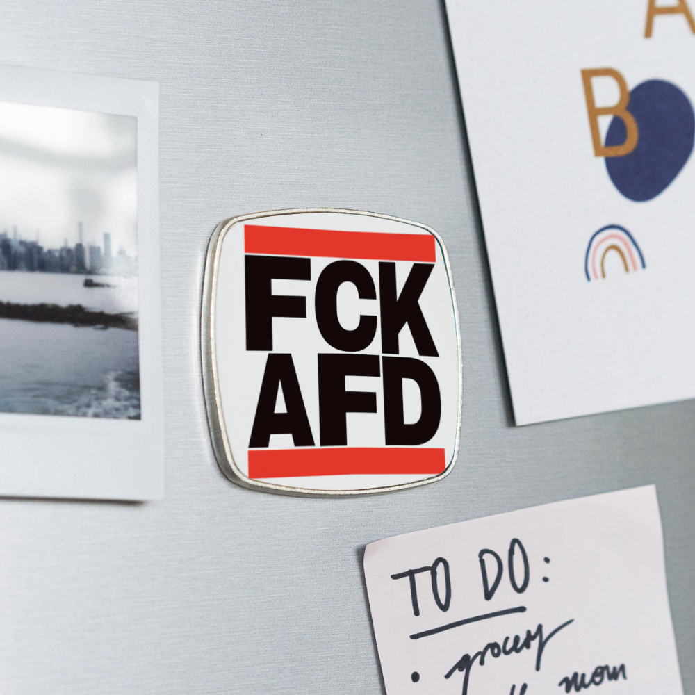 FCK AFD (schwarze Schrift) - Viereckiger Kühlschrankmagnet - Weiß