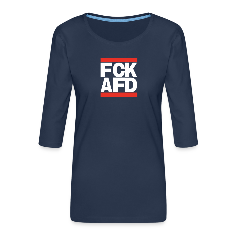 FCK AFD (weiße Schrift) - Frauen Premium 3/4-Arm Shirt - Navy