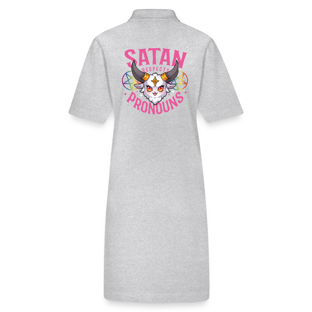 Satan Respects Pronouns Backprint "Frauen" Stanley/Stella Bio-Polokleid - Grau meliert