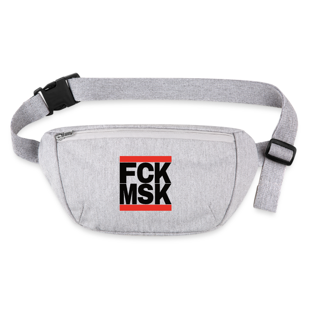 FCK MSK (schwarze Schrift) - recycelte Gürteltasche - Grau meliert