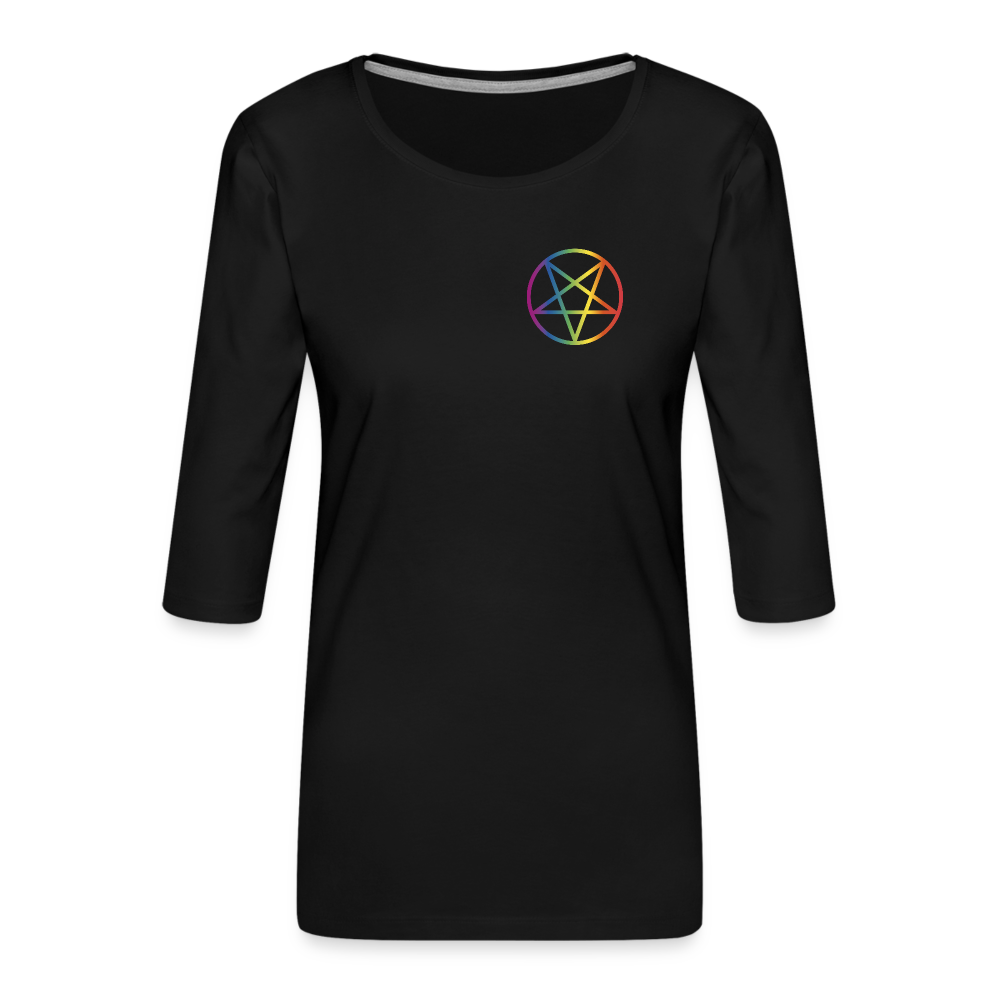 Regenbogen Pentagramm “Frauen” 3/4-Arm Shirt - Schwarz