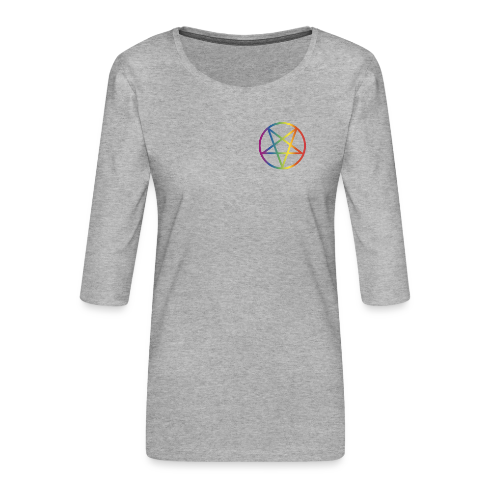 Regenbogen Pentagramm “Frauen” 3/4-Arm Shirt - Grau meliert