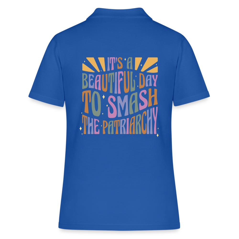 It's a Beautiful Day to Smash the Patriarchy Backprint "Frauen" Polo Shirt - Royalblau