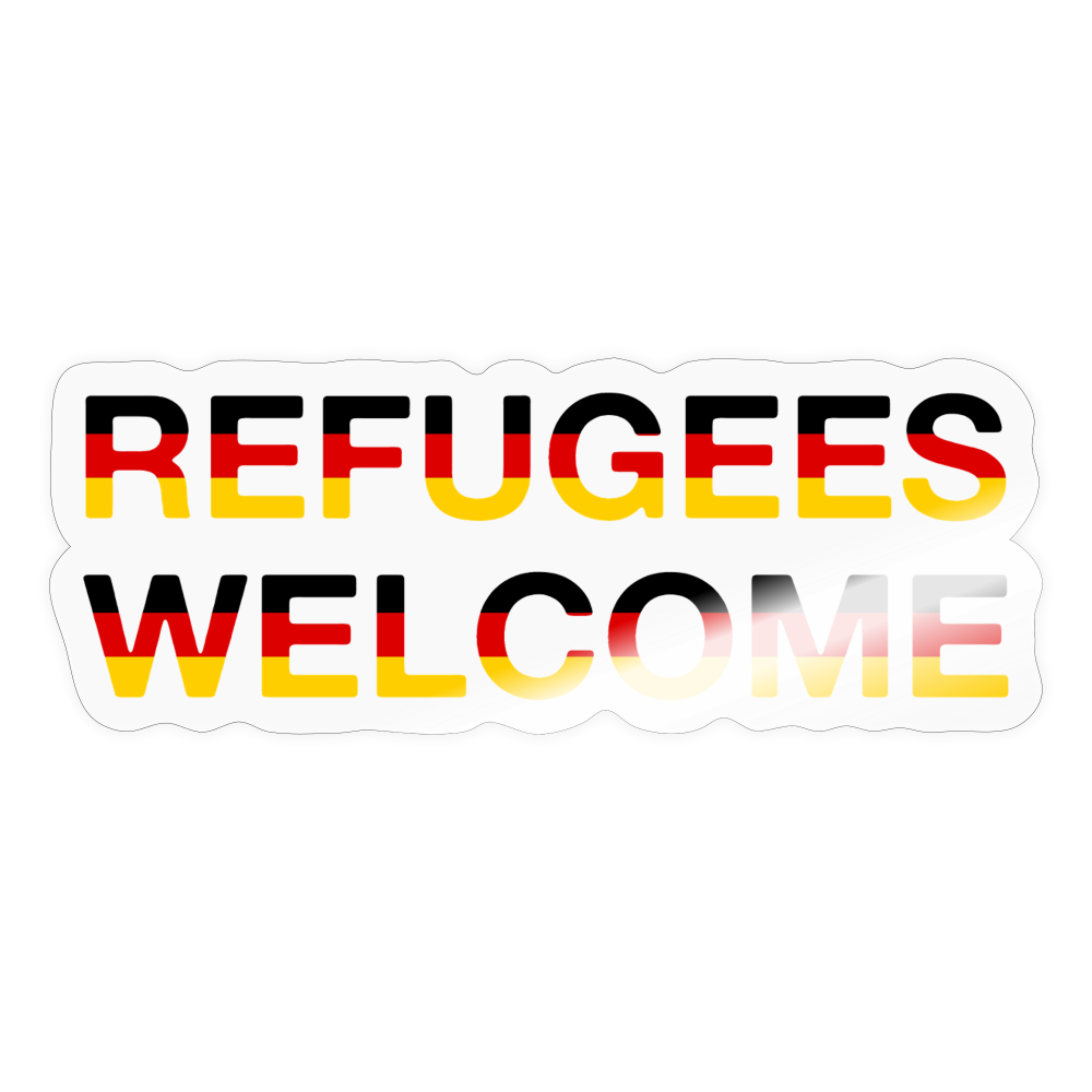 Refugees Welcome in Deutschlandfarben Sticker (groß) - Transparent glänzend