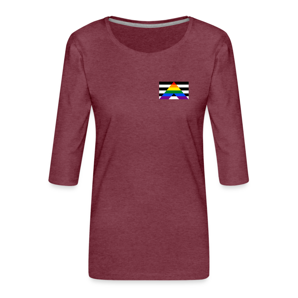 Straight Ally Pride Flag “Frauen” 3/4-Arm Shirt - Bordeauxrot meliert