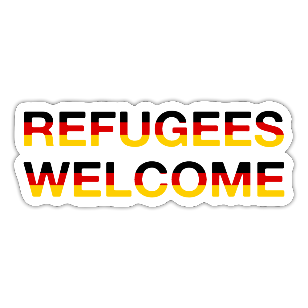 Refugees Welcome in Deutschlandfarben Sticker (groß) - Mattweiß