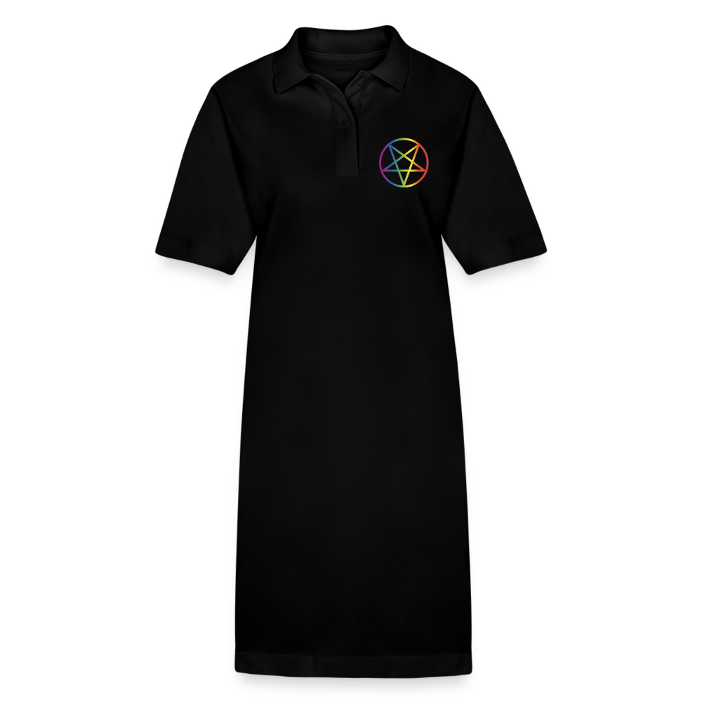 Regenbogen Pentagramm Backprint "Frauen" Stanley/Stella Bio-Polokleid - Schwarz