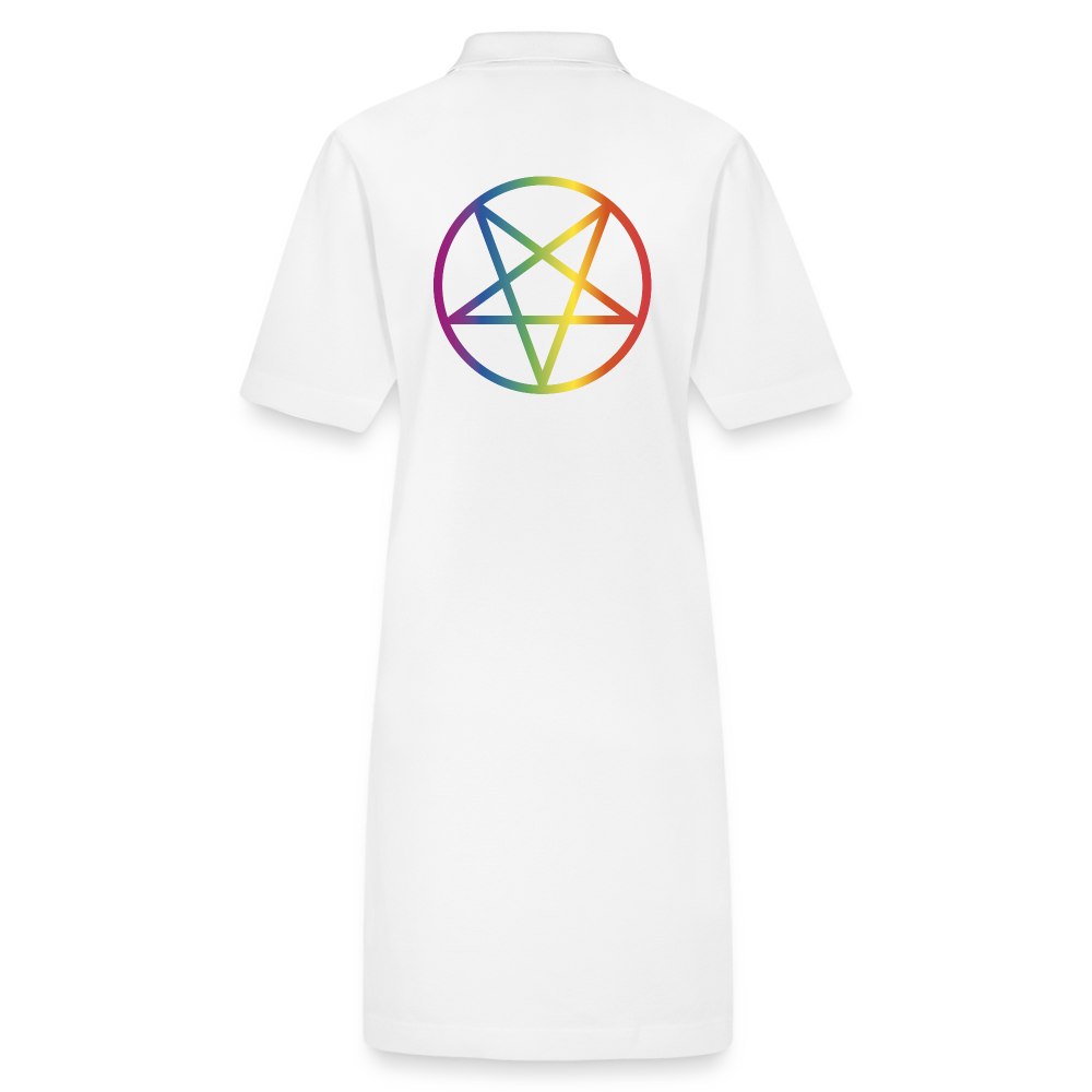 Regenbogen Pentagramm Backprint "Frauen" Stanley/Stella Bio-Polokleid - Weiß