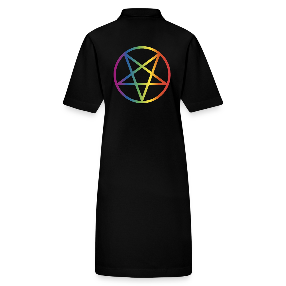 Regenbogen Pentagramm Backprint "Frauen" Stanley/Stella Bio-Polokleid - Schwarz