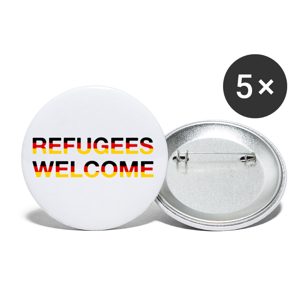 Refugees Welcome in Deutschlandfarben Buttons klein 5x - Weiß