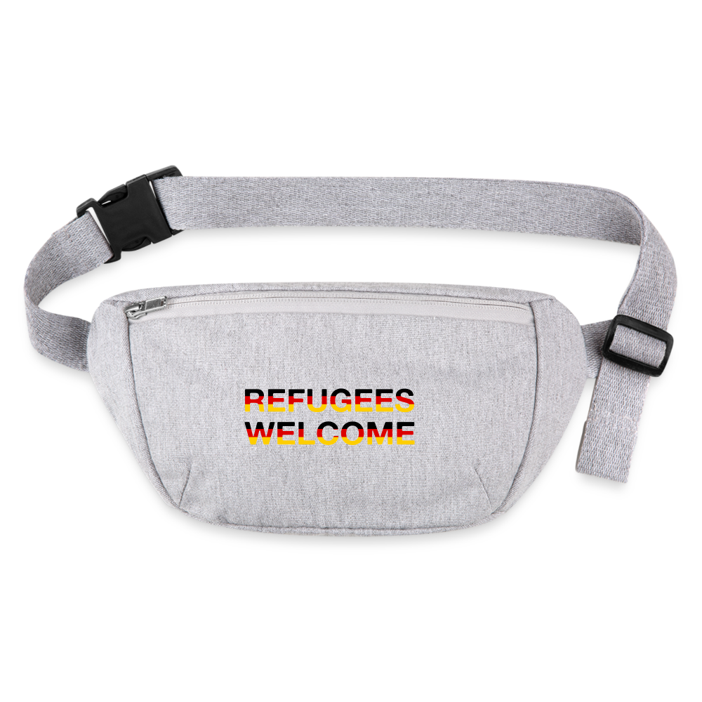 Refugees Welcome in Deutschlandfarben recycelte Gürteltasche - Grau meliert