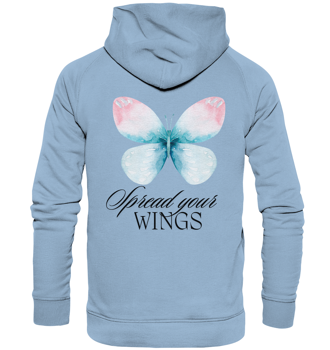 Spread your Wings (schwarze Schrift) Hoodie Backprint