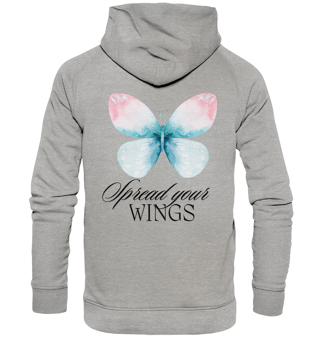 Spread your Wings (schwarze Schrift) Hoodie Backprint