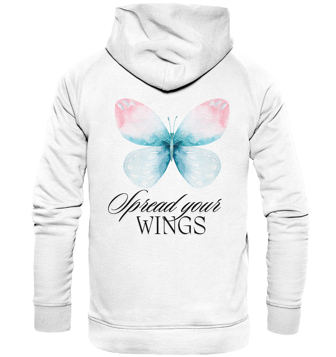 Spread your Wings (schwarze Schrift) Hoodie Backprint