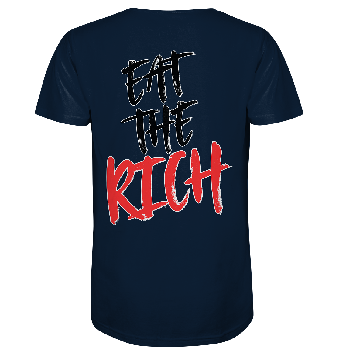 Eat the Rich "Skull Edition" Backprint - Mens Organic V-Neck Shirt