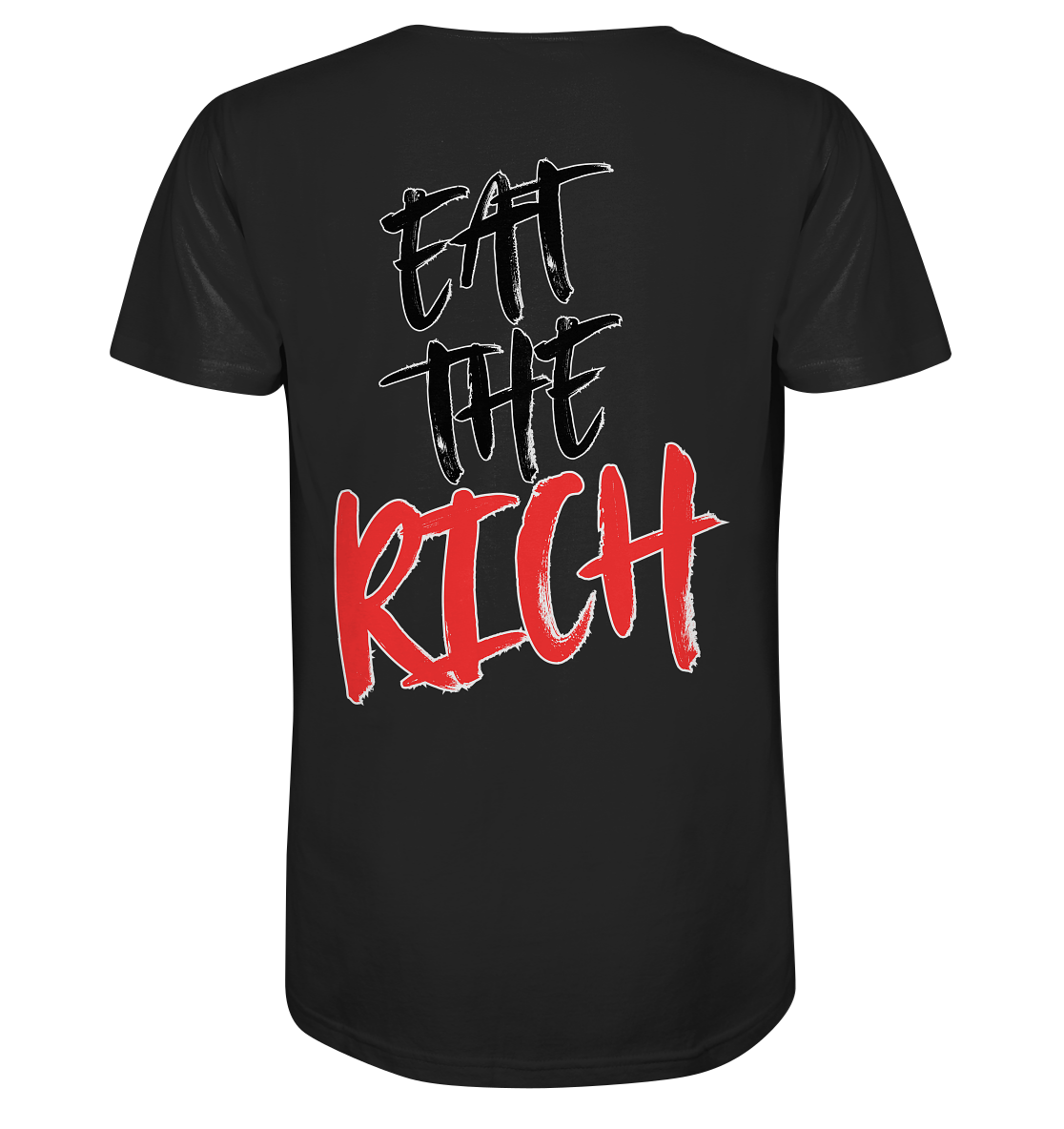 Eat the Rich "Skull Edition" Backprint - Mens Organic V-Neck Shirt