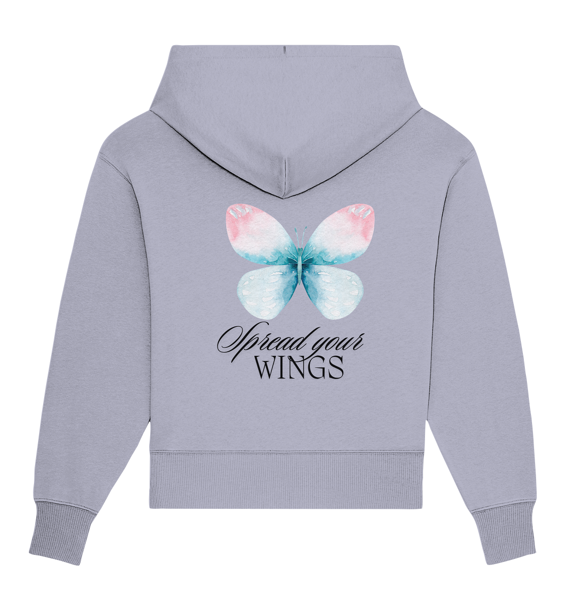 Spread your Wings (schwarze Schrift) Oversize Hoodie Backprint