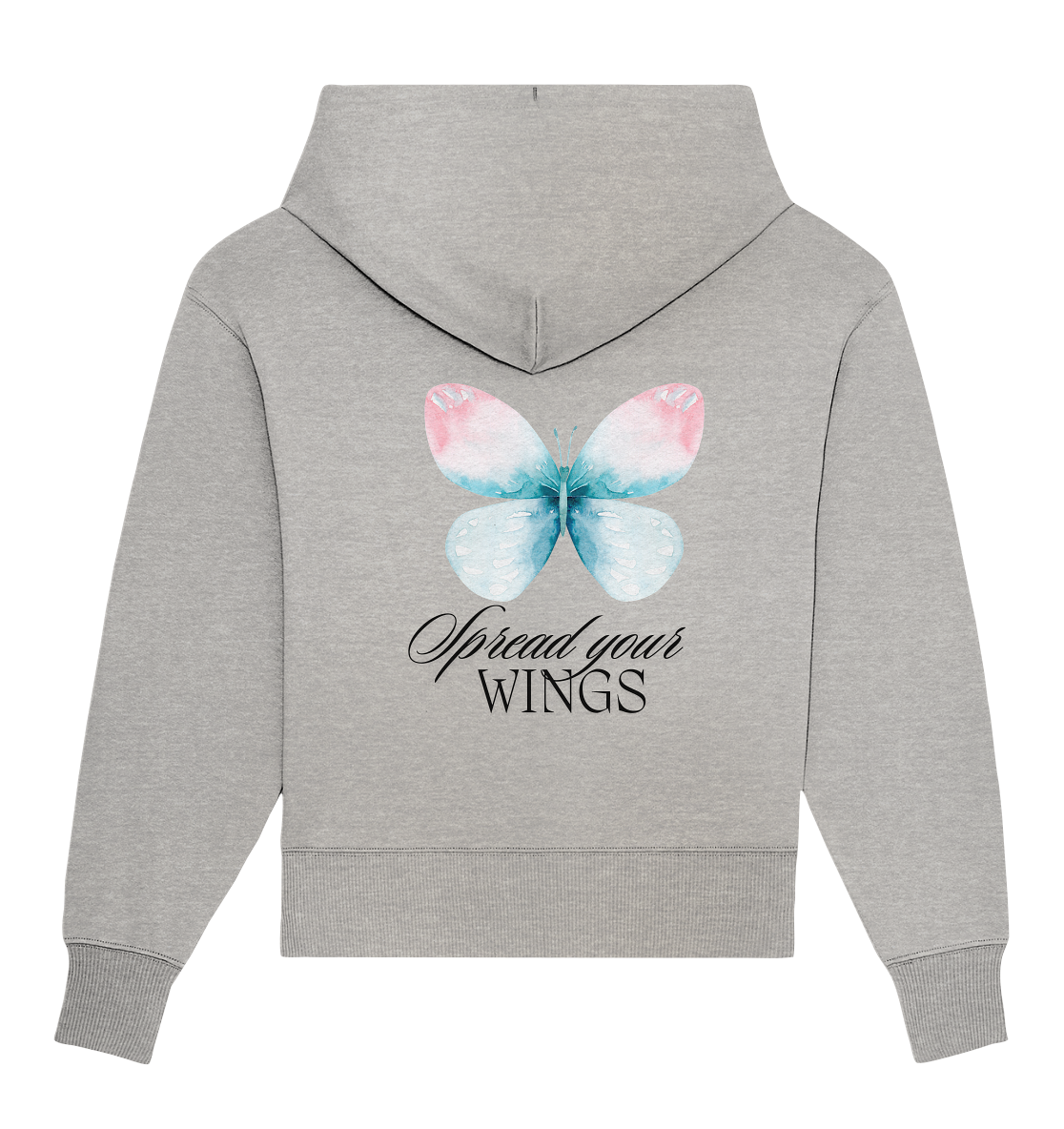 Spread your Wings (schwarze Schrift) Oversize Hoodie Backprint