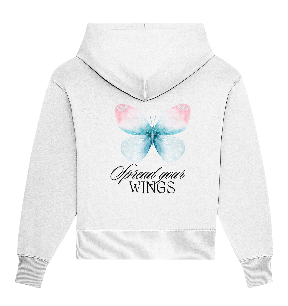 Spread your Wings (schwarze Schrift) Oversize Hoodie Backprint