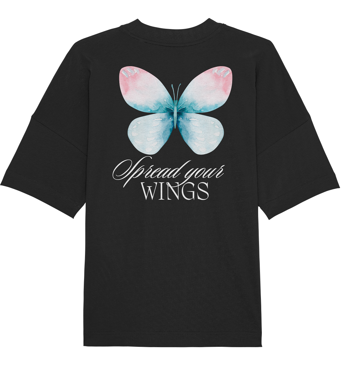 Spread your Wings (weiße Schrift) Oversize Shirt Backprint