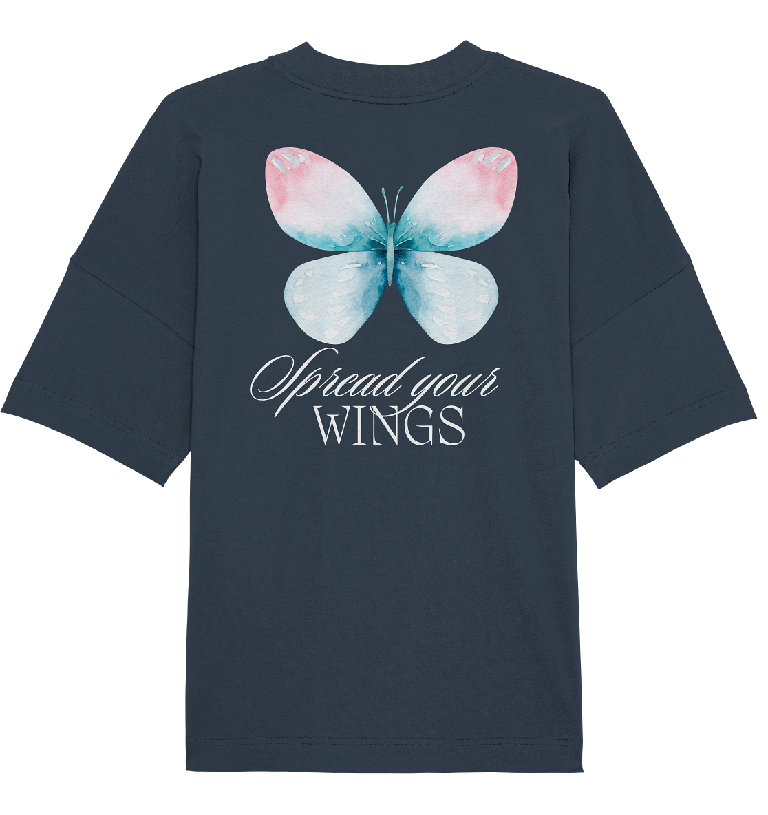 Spread your Wings (weiße Schrift) Oversize Shirt Backprint