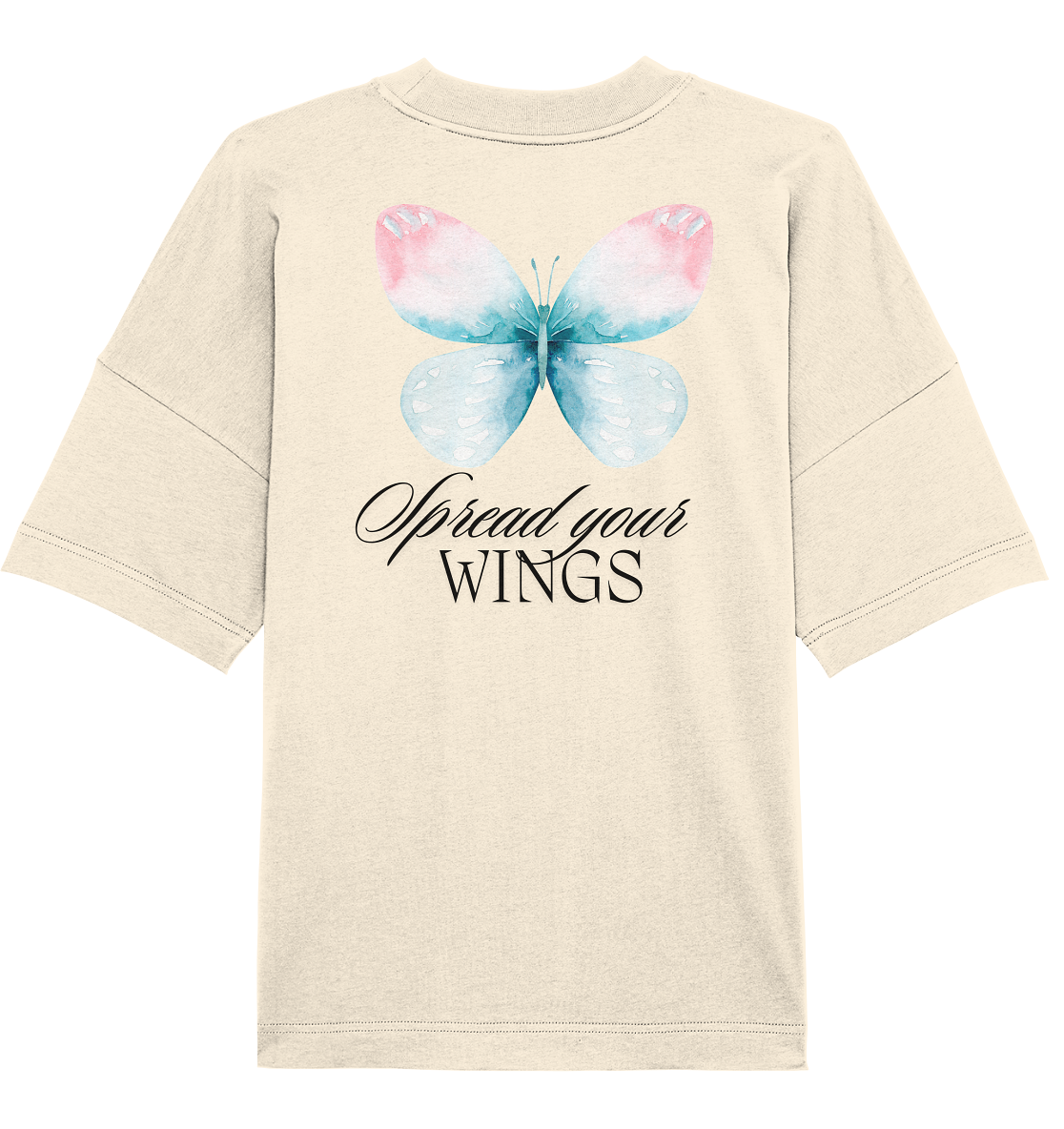 Spread your Wings (schwarze Schrift) Oversize Shirt Backprint