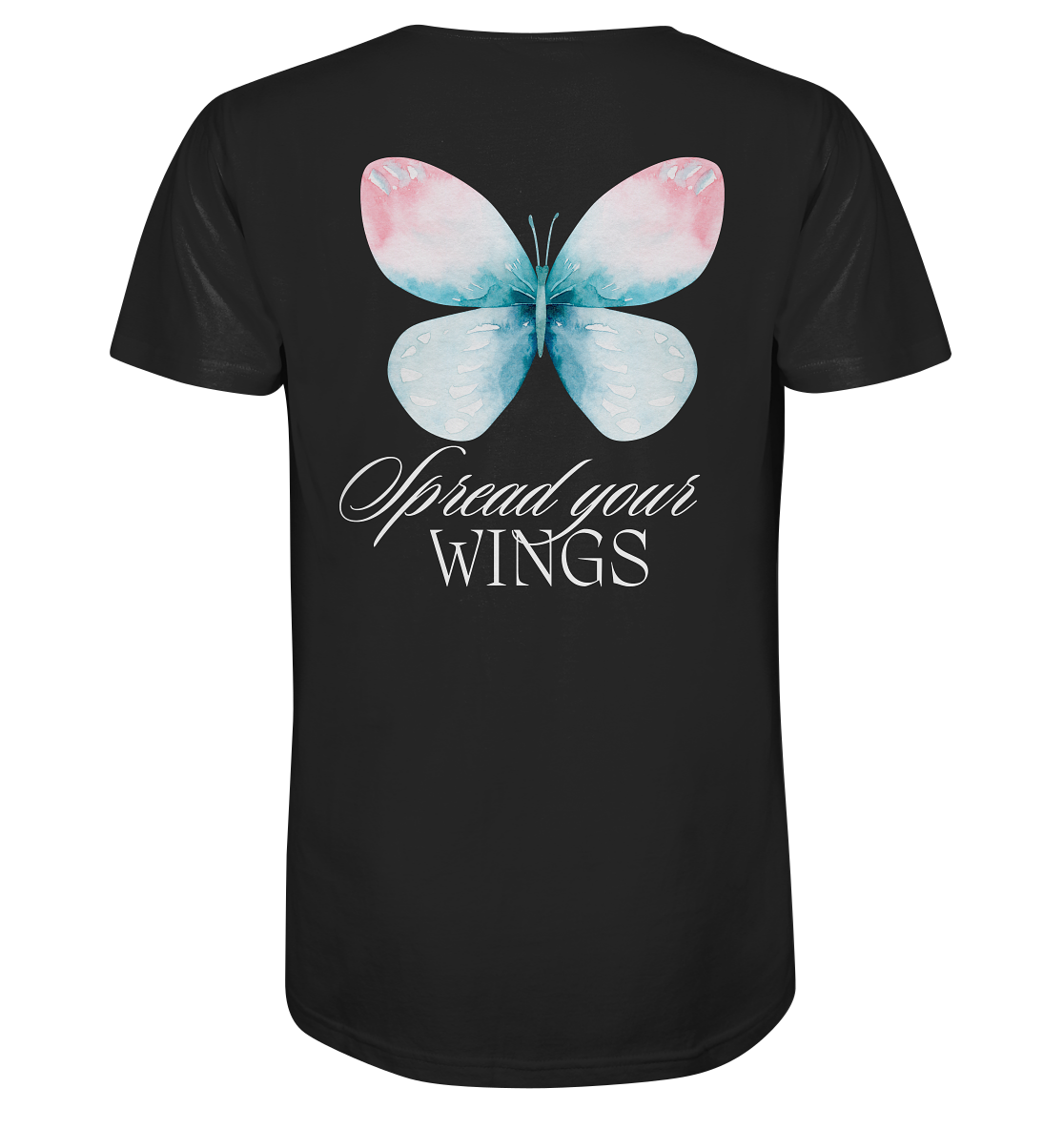 Spread your Wings (weiße Schrift) Unisex Shirt Backprint