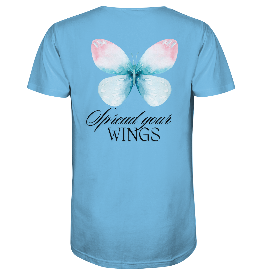 Spread your Wings (schwarze Schrift) Unisex Shirt Backprint