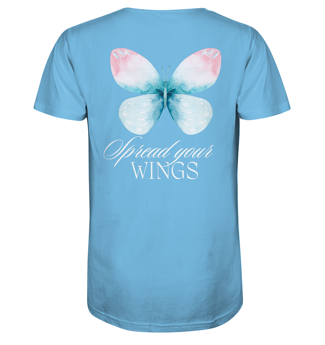 Spread your Wings (weiße Schrift) Unisex Shirt Backprint