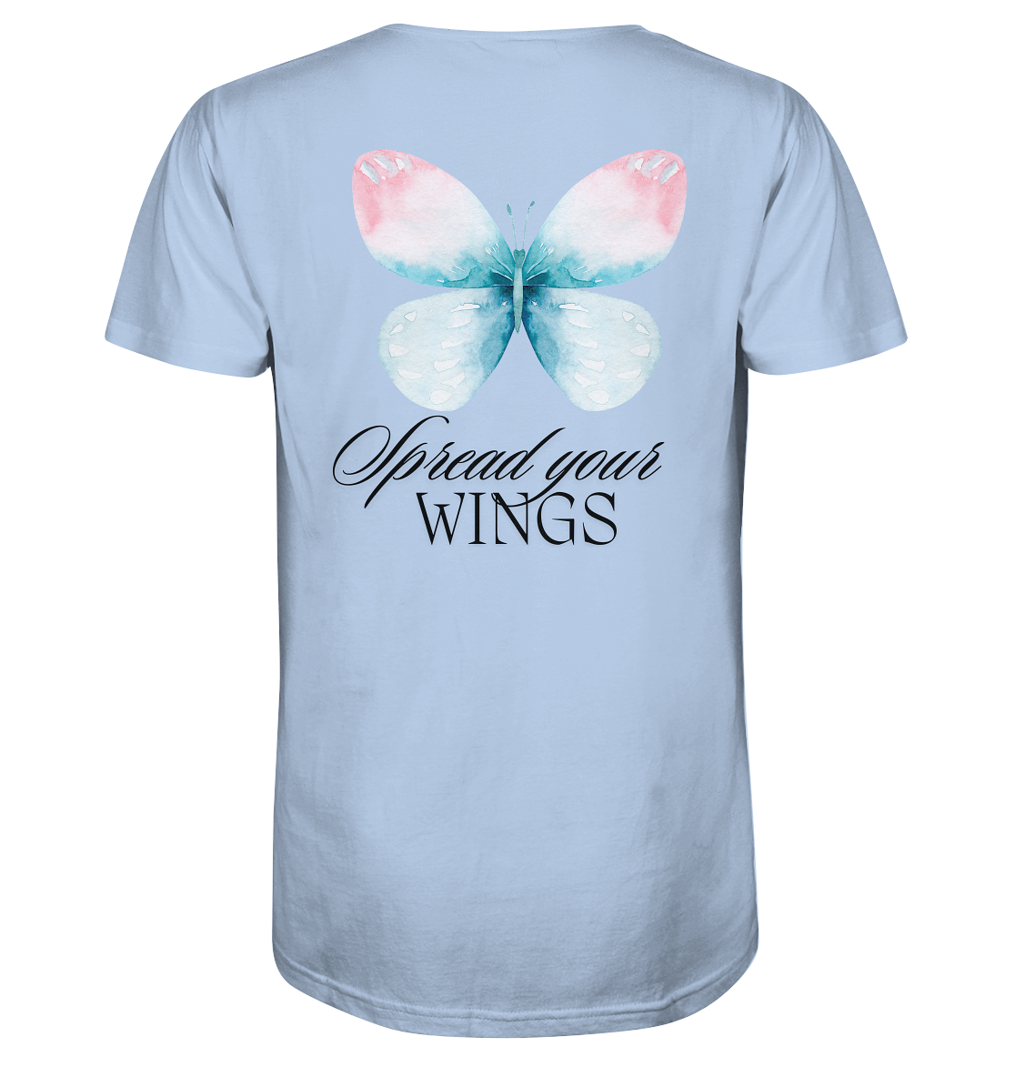 Spread your Wings (schwarze Schrift) Unisex Shirt Backprint