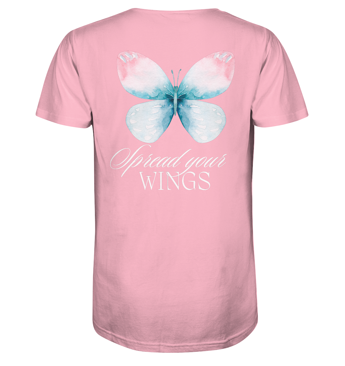 Spread your Wings (weiße Schrift) Unisex Shirt Backprint