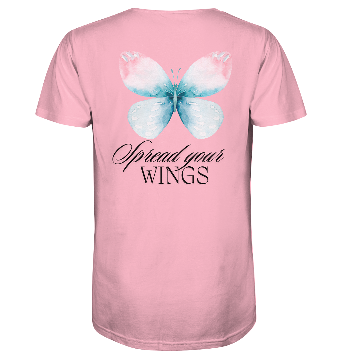 Spread your Wings (schwarze Schrift) Unisex Shirt Backprint