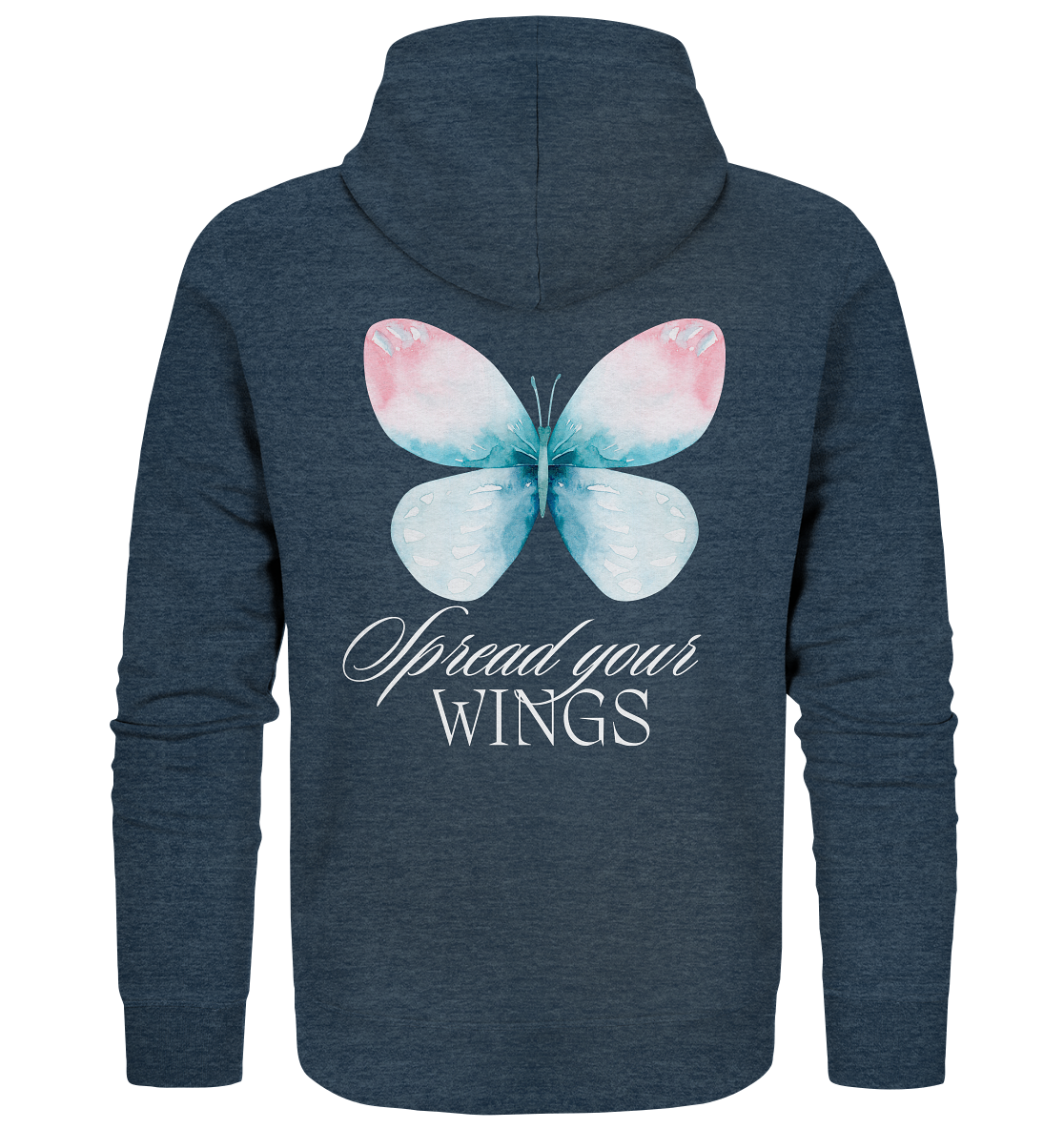 Spread your Wings (weiße Schrift) Unisex Sweatjacke