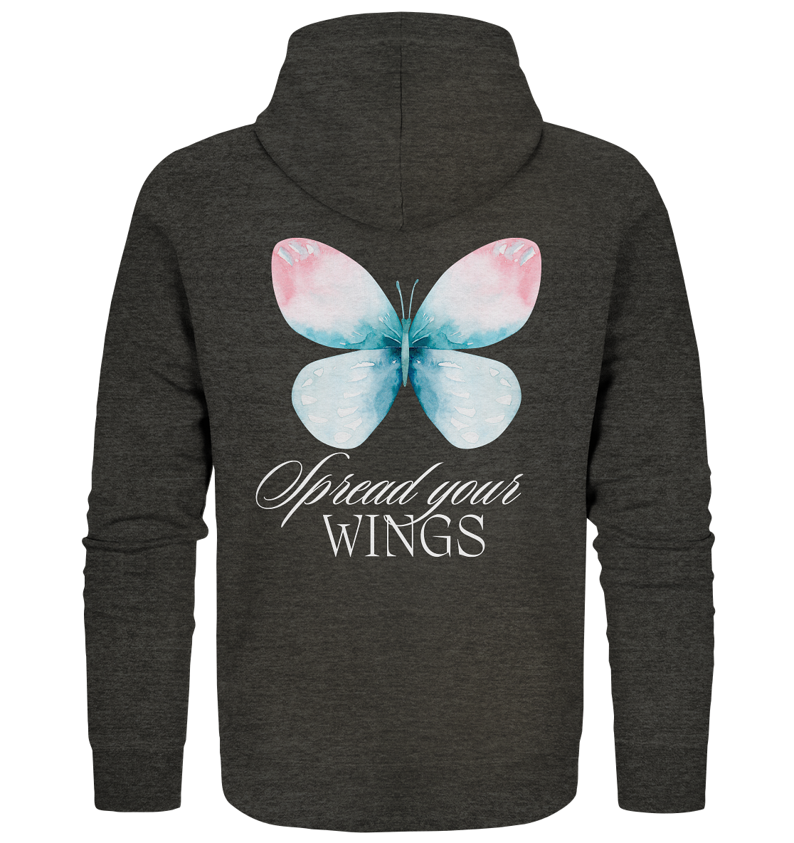 Spread your Wings (weiße Schrift) Unisex Sweatjacke