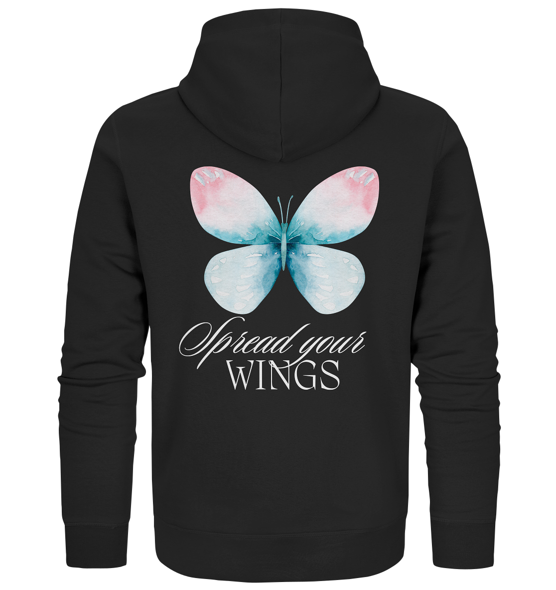 Spread your Wings (weiße Schrift) Unisex Sweatjacke