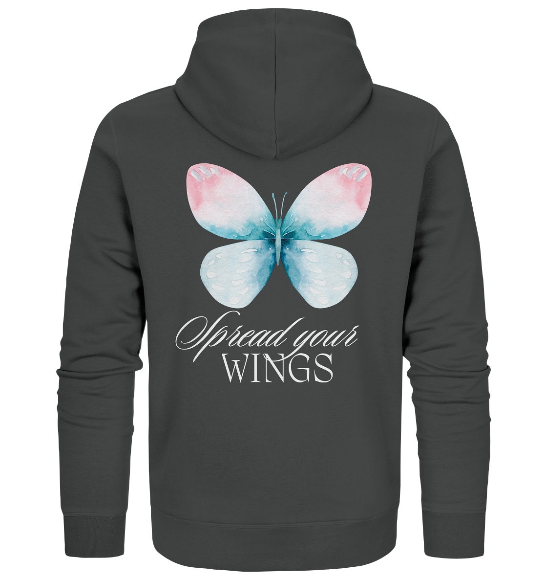 Spread your Wings (weiße Schrift) Unisex Sweatjacke