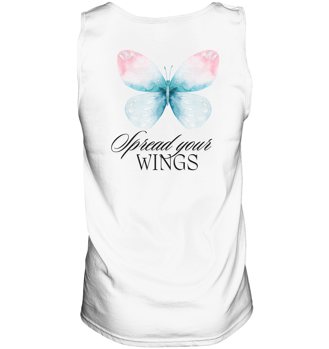 Spread your Wings (schwarze Schrift) “Männer” Tank-Top Backprint